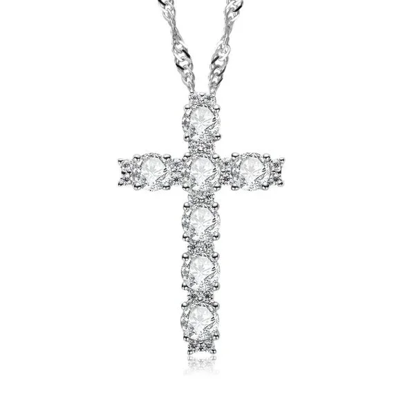 Certified 2.1 ct. t.w. Moissanite Diamond Holy Cross Necklace NEW - Picture 5 of 10